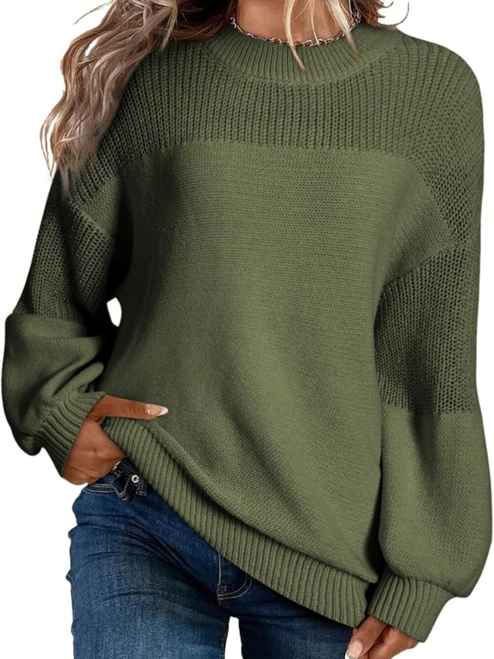 Cozy Oversized Long Sleeve Crewneck Pullover Sweater for Women - Fall Fashion